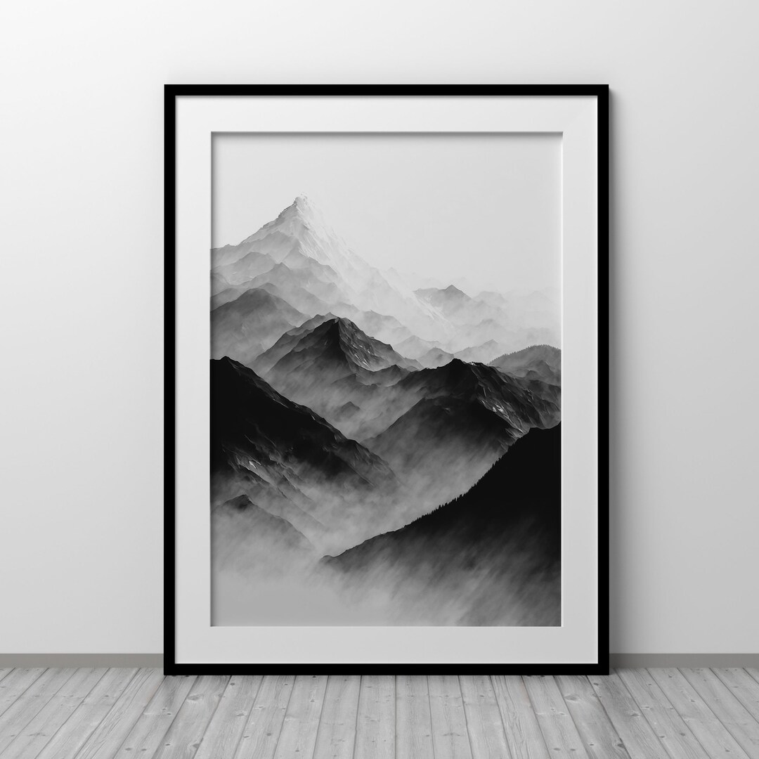 Mountain Art Printable Mountain Wall Art Mountain Print Etsy