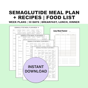 Semaglutide Meal Plan PDF GLP1 Diet Plan Menu | Breakfast, Lunch, Dinner, Snacks + Recipes image 1