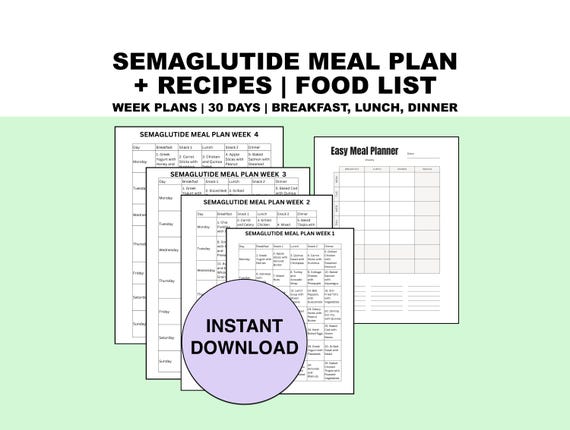 semaglutide breakfast Semaglutide Meal Plan PDF GLP1 Diet Plan Menu | Breakfast, Lunch, Dinner,  Snacks + Recipes