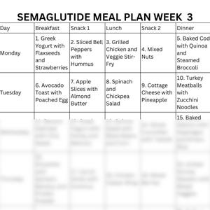 Semaglutide Meal Plan PDF GLP1 Diet Plan Menu | Breakfast, Lunch, Dinner, Snacks + Recipes image 7