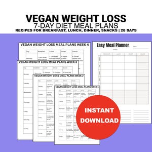 Plan de comidas vegano para bajar de peso (PDF): Recetas a base de plantas: desayuno, almuerzo, cena y refrigerios
