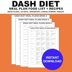 DASH Diet Meal Plan: Low Sodium Recipes for Hypertension (PDF Download)