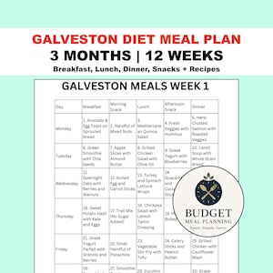 Galveston Diet Meal Plan PDF Bundle: 3-Month System — 7-Day Weekly Recipes for Breakfast, Lunch, Dinner, Snacks