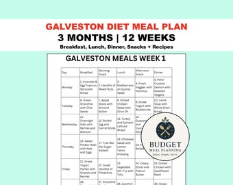 Galveston Diet Meal Plan PDF Bundle, 3-Month Menopause Diet 7-Day Weekly Recipes, Breakfast, Lunch, Dinner, Snacks