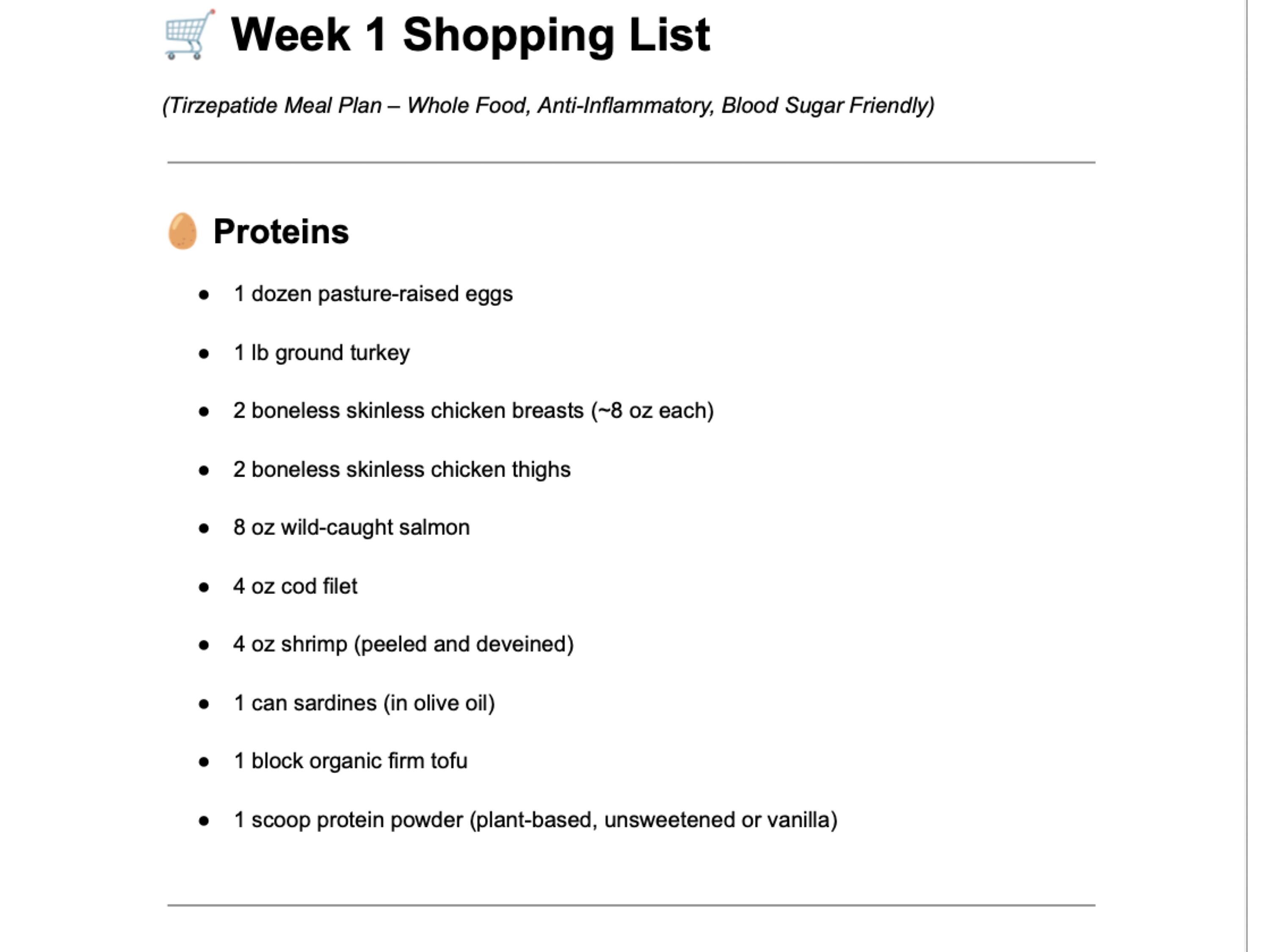 tirzepatide shopping list protein Tirzepatide GLP1 Meal Plan PDF Diet | Breakfast, Lunch, Dinner, Snacks +  Recipes