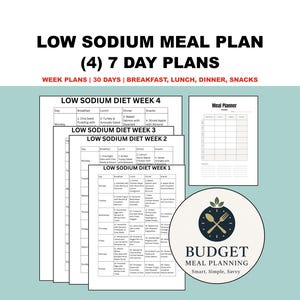 Low Sodium Diet Meal Plan: 7-Day Recipes, 4-Week Planner (PDF Download)