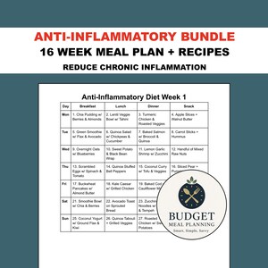 Anti-Inflammatory Meal Plan PDF | 4-Month Healthy Diet Recipes for Breakfast, Lunch, Dinner & Snack Ideas imagen 1