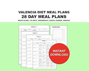 バレンシアダイエット食事プラン PDF | 28日間の朝食、昼食、夕食、軽食 | 7日間ダイエットプラン