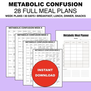 Metabolic Confusion Meal Plan | Printable PDF |7-day Plans | Breakfast ...