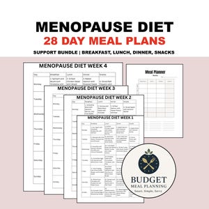 Menopause Diet 28 Day Meal Plan PDF | Premenopausal, Perimenopause, Galveston + Recipes Support