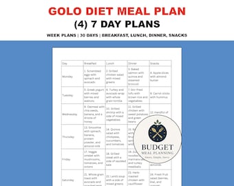 Golo 7-day Meal Plan PDF | 28 Day Diet Meal Ideas + Recipes | Breakfast, Lunch, Dinner, Snacks