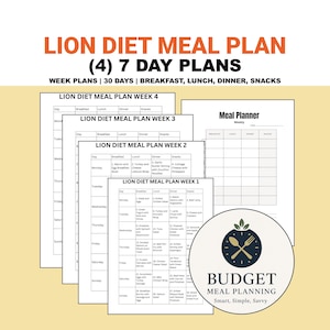 Lion Diet Meal Plan PDF | Weekly 7-Day Meal Ideas for Breakfast, Lunch, Dinner, Snacks