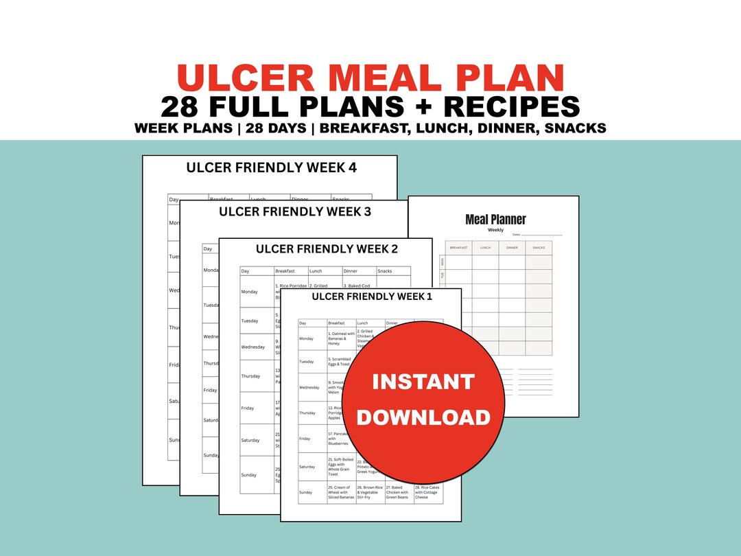 7day Meal Plan for Ulcers PDF Printable Meal Ideas for Breakfast