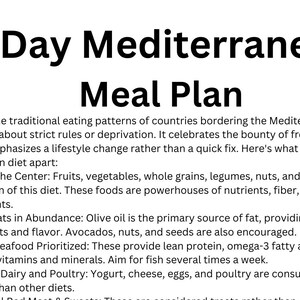 Mediterranean Diet 7-day Meal Plan, PDF Printable, Print Friendly for ...