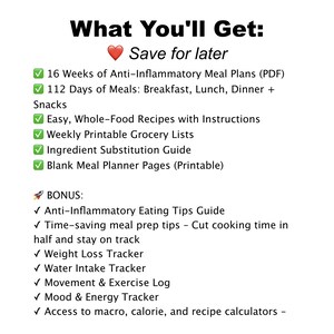 Anti-Inflammatory Meal Plan PDF | 4-Month Healthy Diet Recipes for Breakfast, Lunch, Dinner & Snack Ideas imagen 3