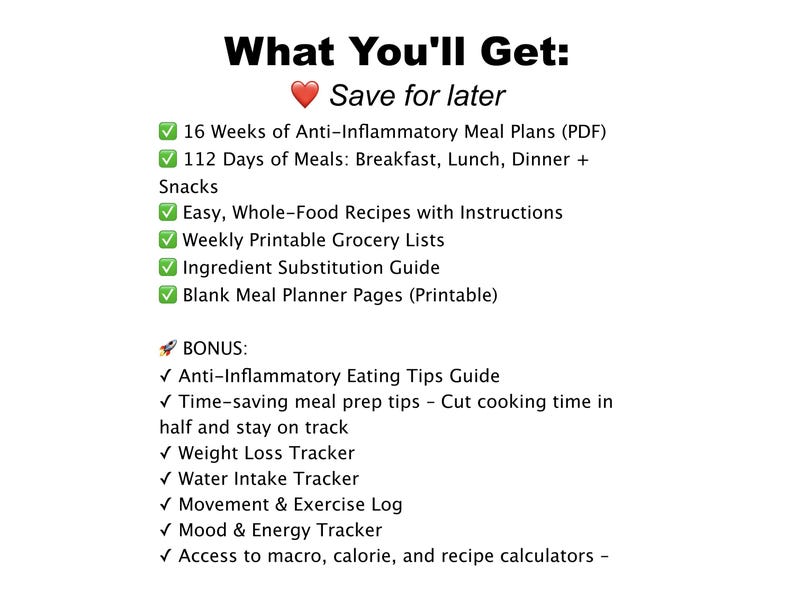 Anti-Inflammatory Meal Plan PDF | 4-Month Healthy Diet Recipes for Breakfast, Lunch, Dinner & Snack Ideas imagen 3