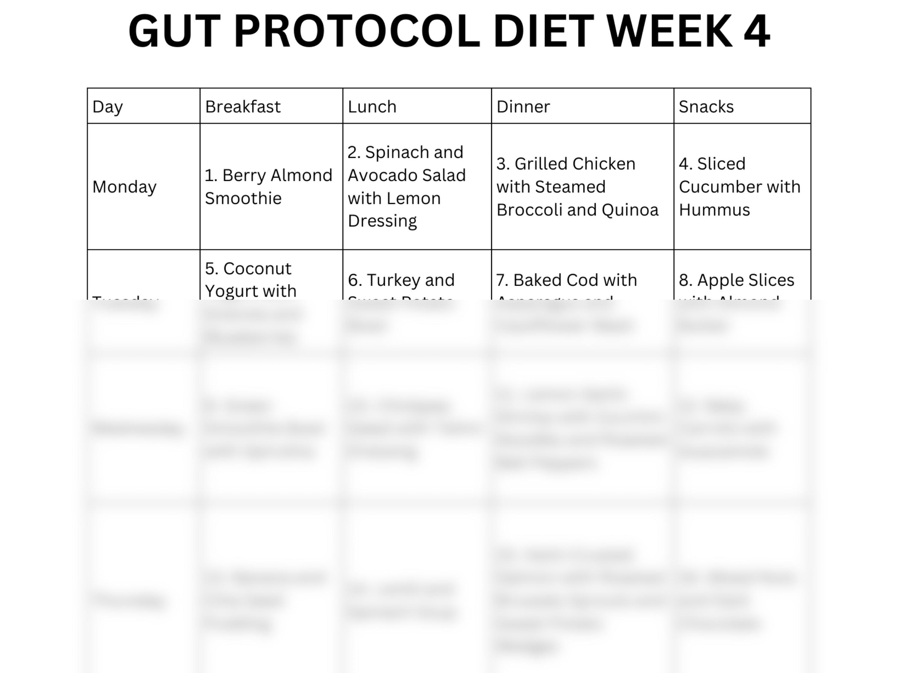 Gut Protocol Meal Plan PDF | 4 Week Diet Recipes | Breakfast, Lunch