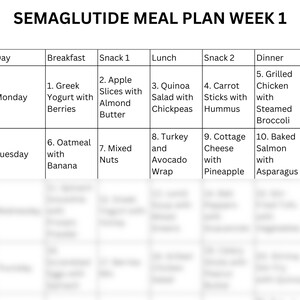Semaglutide Meal Plan PDF GLP1 Diet Plan Menu | Breakfast, Lunch, Dinner, Snacks + Recipes image 2