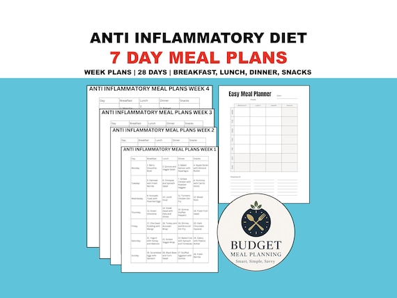 Anti Inflammatory Diet Meal Plan PDF Printable | 28-Day Healthy Recipes, Breakfast, Lunch, Dinner & Snacks