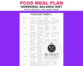 PCOS Meal Plan Diet, Hormonal Balance Recipes, 28-Day Fertility Tracker