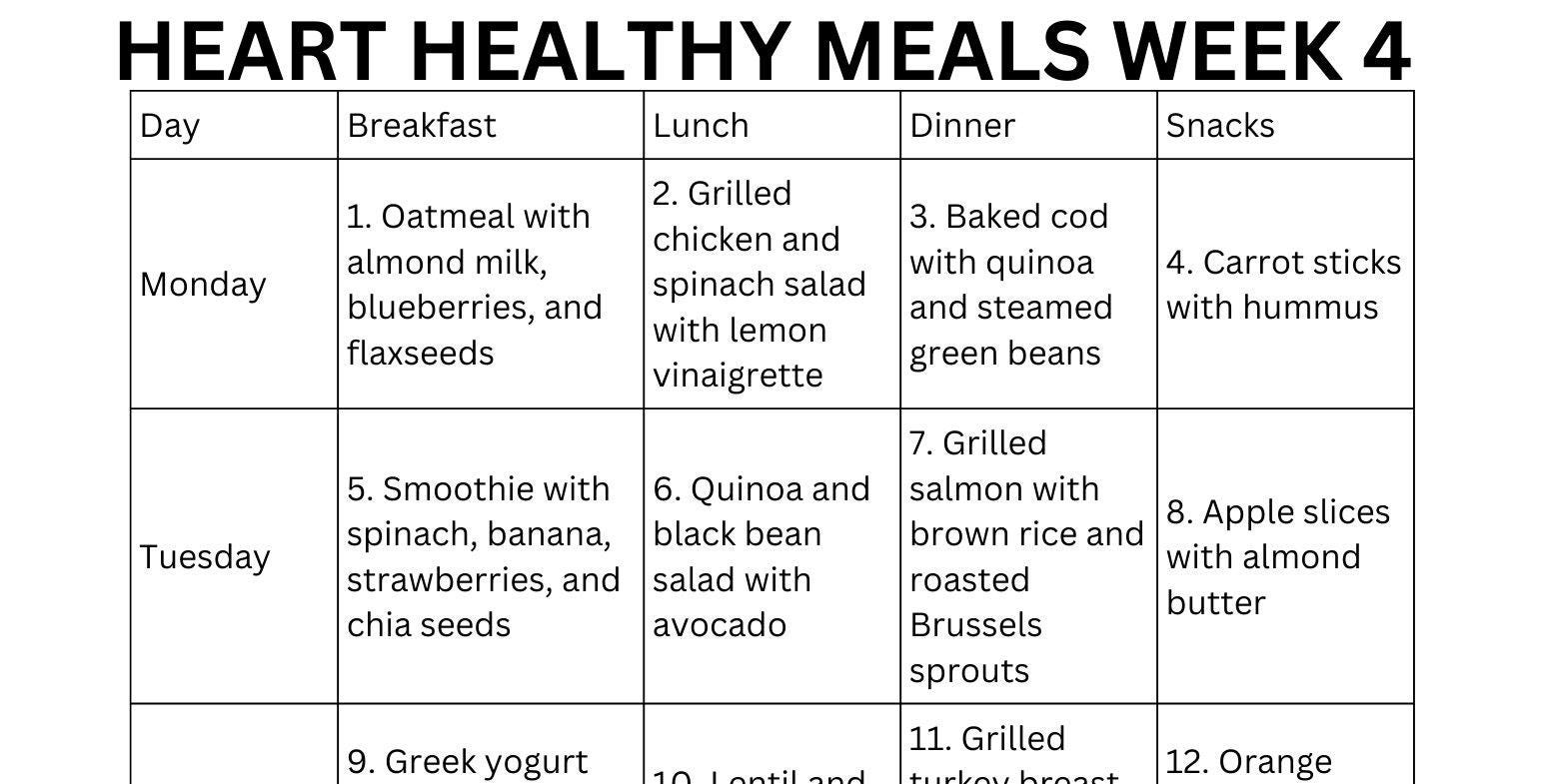 Heart Healthy Meal Plan PDF With Recipes 30 Days , 7day Heart Healthy