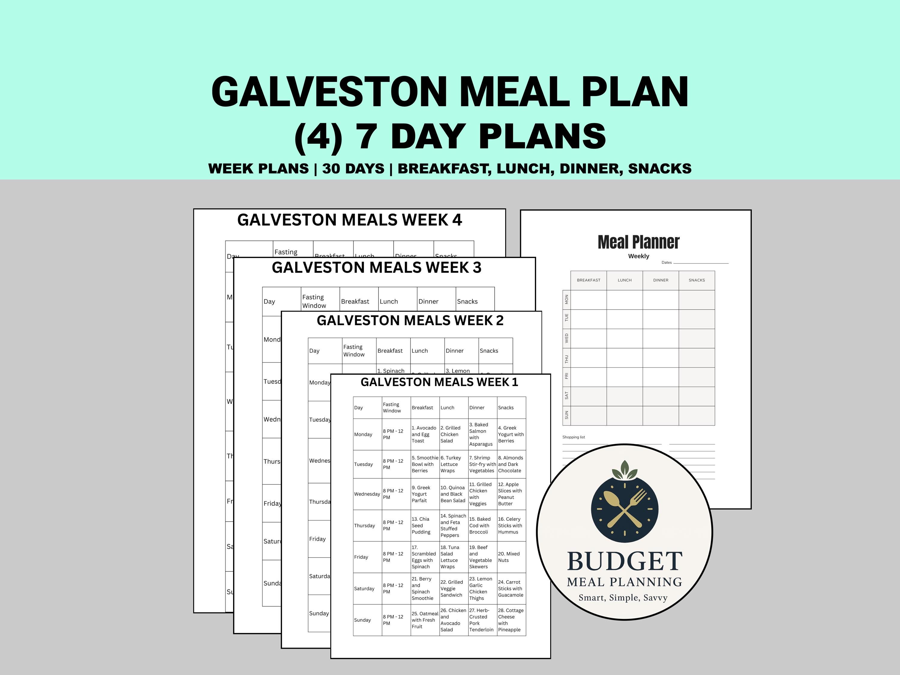 Galveston Diet Meal Plan PDF 30 Days with Recipes for Breakfast, Lunch, Dinner + Snacks | Menopause Food List