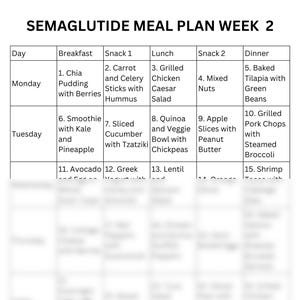 Semaglutide Meal Plan PDF GLP1 Diet Plan Menu | Breakfast, Lunch, Dinner, Snacks + Recipes image 6