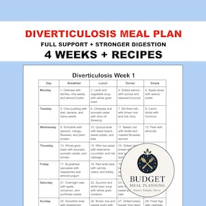 Diverticulosis 28-Day Meal Plan PDF: High-Fiber Recipes & Weekly Gut Health Planner