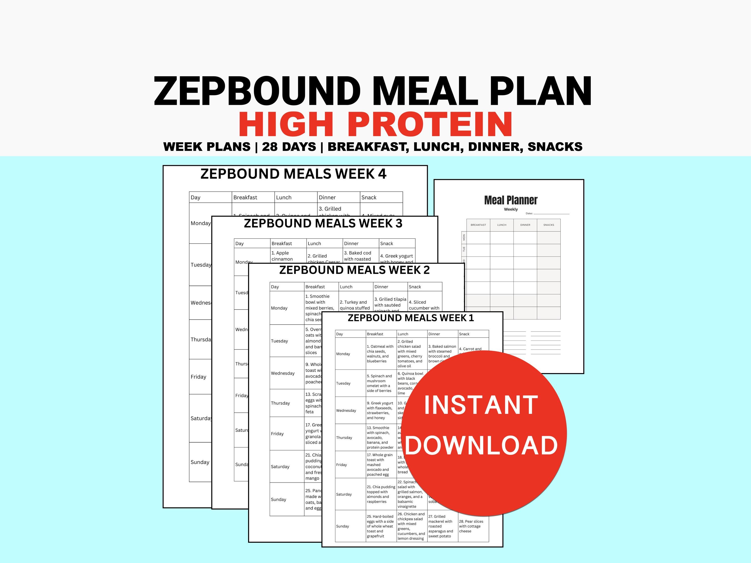 28-day High-protein Meal Plan for Zepbound (tirzepatide)   Muscle-preserving Meals Designed to Maximize Protein While on GLP-1  Medication - Etsy