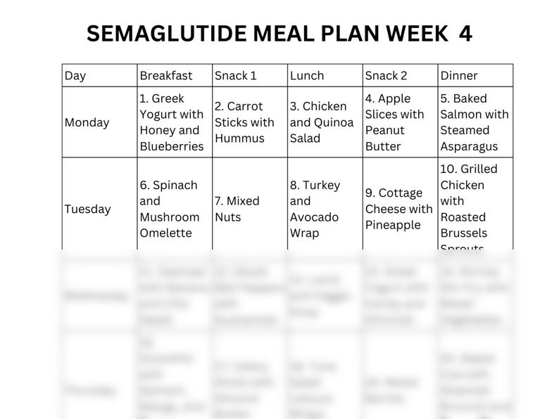 Semaglutide Meal Plan PDF GLP1 Diet Plan Menu | Breakfast, Lunch, Dinner, Snacks + Recipes image 8