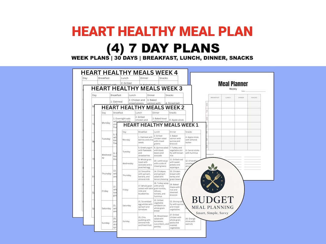 Heart Healthy Meal Plan PDF, Low Cholesterol Easy 28-day Diet Foods ...
