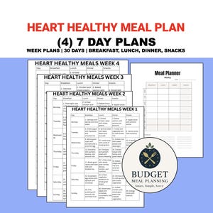 Heart Healthy Meal Plan PDF 28 Day with Recipes - Low Sodium, High Fiber, Mediterranean DASH Inspired