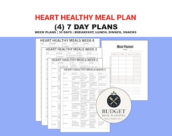 Heart Healthy Meal Plan, Easy 28-Day Diet Foods, Simple Recipe Meal Ideas