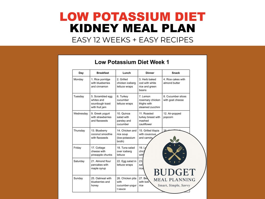 Low Potassium Diet Meal Plan PDF, 12 Week Kidney Food Chart, Simple ...