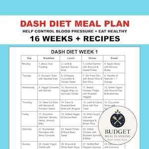DASH Diet Meal Plan: 4-Month Hypertension Recipes & Shopping Lists (PDF Download)