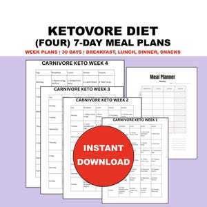 Ketovore Meal Plan PDF – 7-Day Printable Weekly Ideas for Breakfast, Lunch, Dinner & Snacks