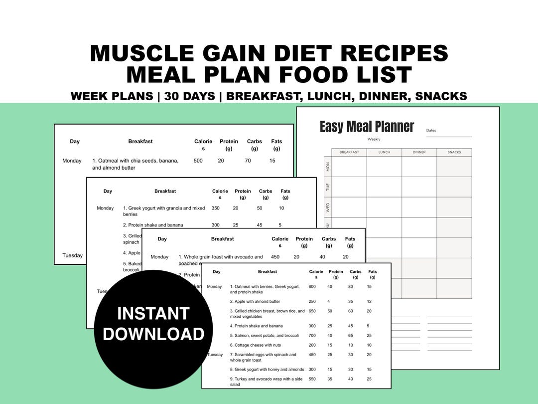 Comidas Plan Semanal Para Ganar Masa Muscular Plan De Comidas De