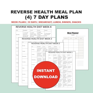 Reverse Health Meal Plan PDF | Menopause 4 Week Diet Recipes | Breakfast, Lunch, Dinner, Snack Ideas + Recipes