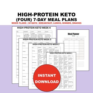 High Protein Low Carb Meal Plan PDF | Keto Diet Recipes & Food List | Easy Meal Ideas for Weight Loss, Breakfast, Lunch, Dinner, Snacks
