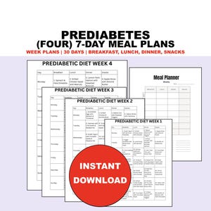 Pre Diabetes Diet PDF 7-Day Meal Plan: Delicious Breakfast, Lunch, Dinner & Snack Ideas + Recipes