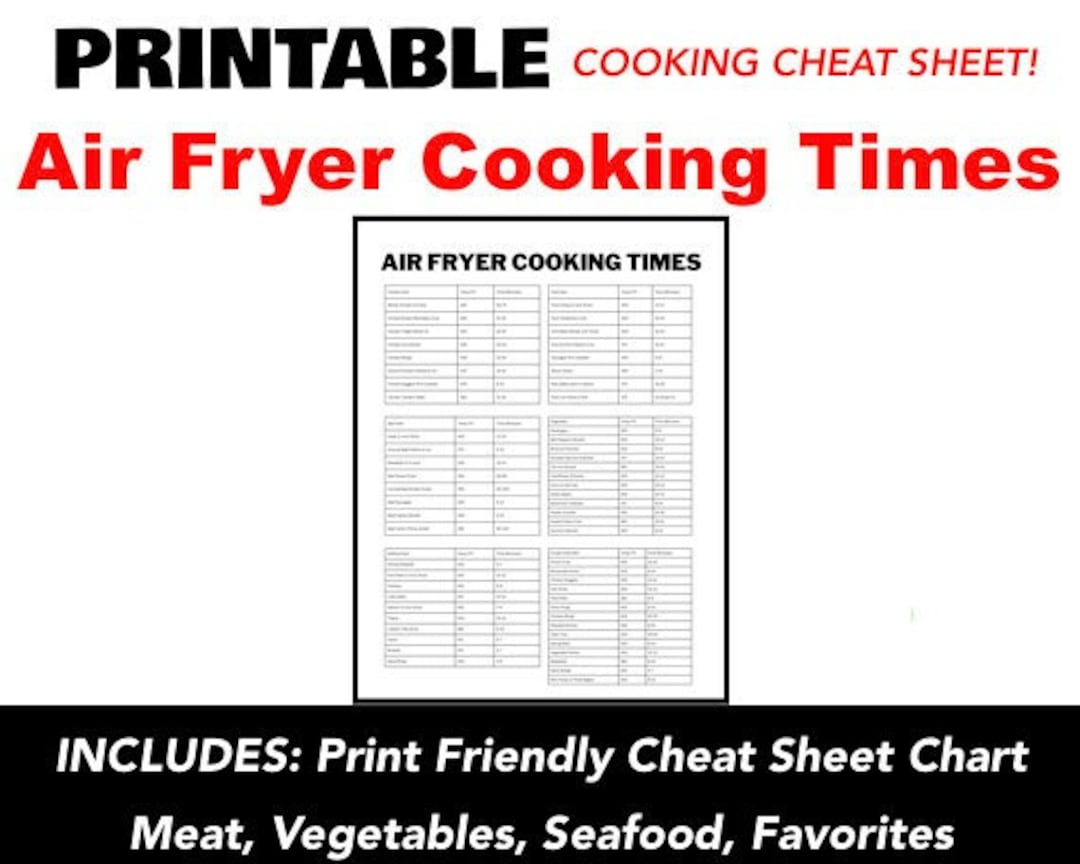Air Fryer Cheat Sheet Cooking Times and Temps PDF Chart - Etsy