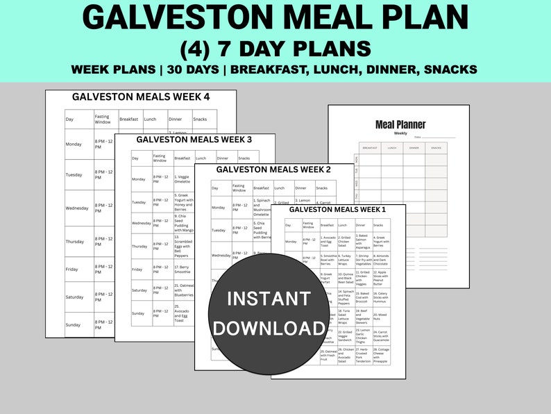 Galveston Diet Meal Plan PDF 30 Days With Recipes for Breakfast, Lunch ...