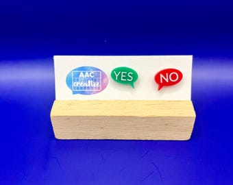 Pendientes de bocadillo de diálogo "Sí/No": Acrílico cortado con láser, regalo para logopeda.