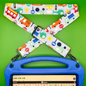 AAC Device Carry Strap: Vehicle Print, Adjustable Length (60-103cm)