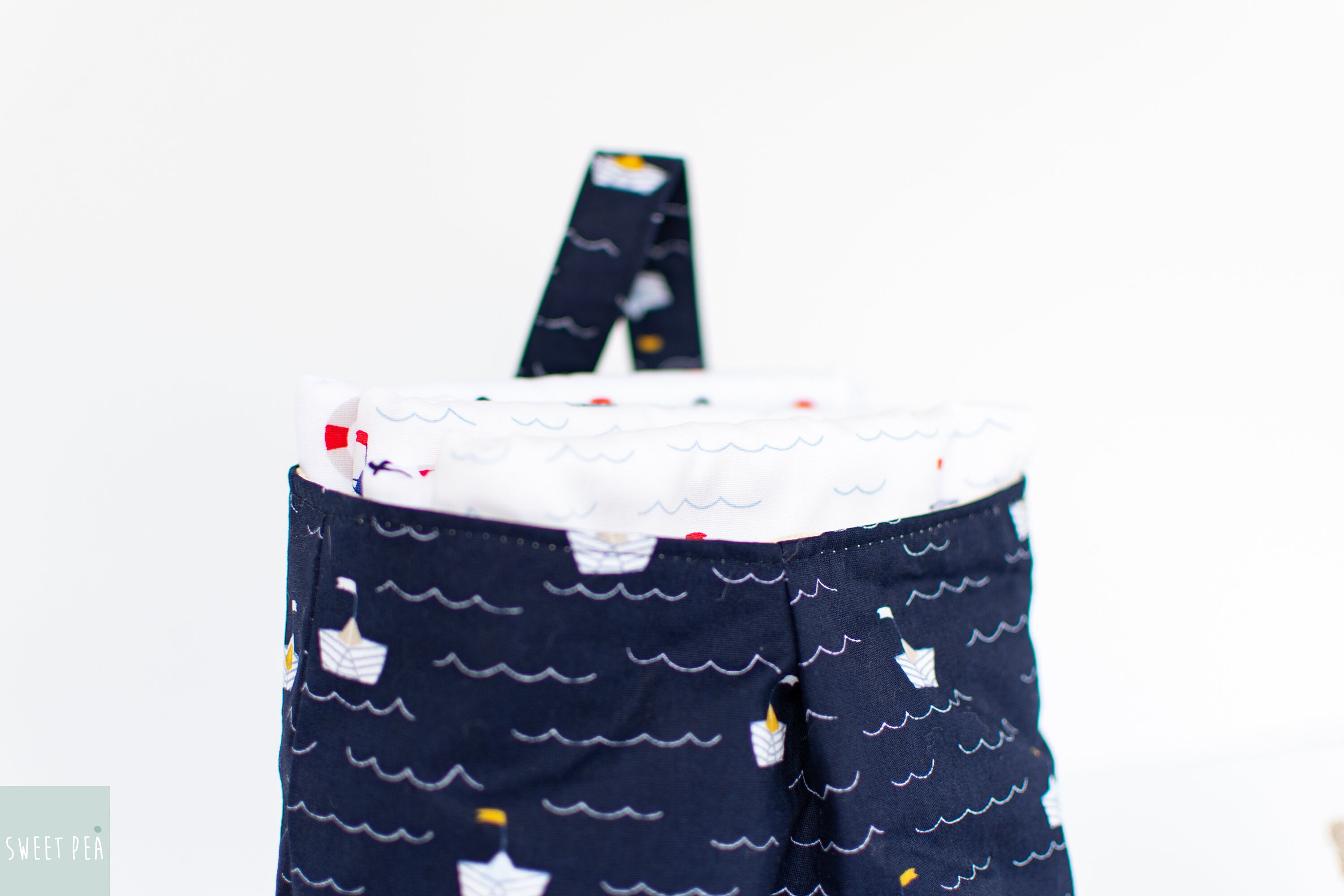 UTENSILO FABRIC BASKET & 4 Burp Cloths, Boats and Anchors Baby Boy Gift