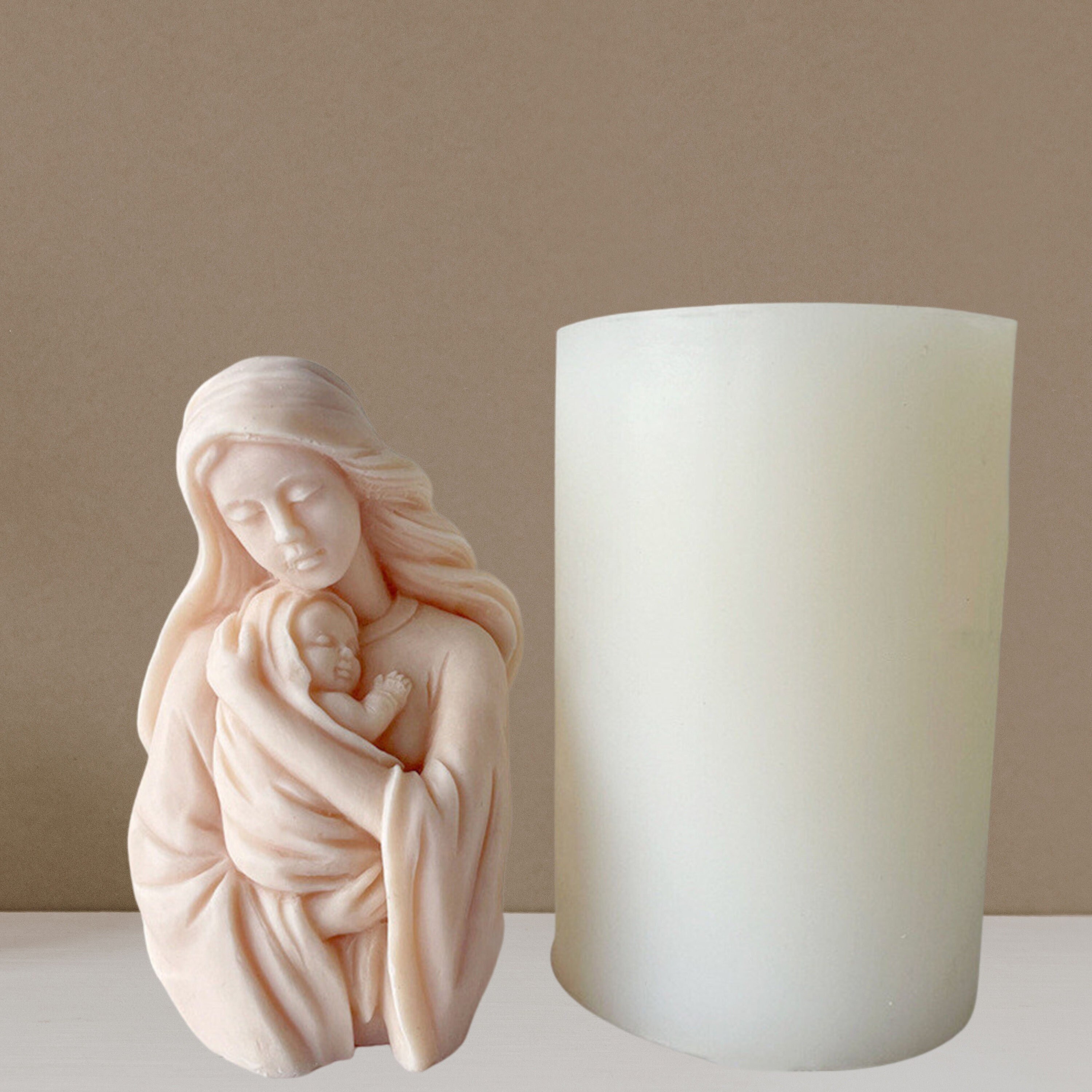 Blessed Virgin Mary With Baby Jesus Silicone Candle Mold DIY Candles