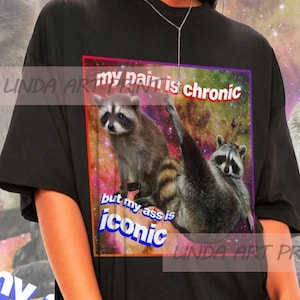 Mi dolor es crónico pero mi culo es camiseta icónica-meme, camisa amante de las zarigüeyas, camisa de zarigüeyas, meme de zarigüeyas tristes, comer basura possum tee