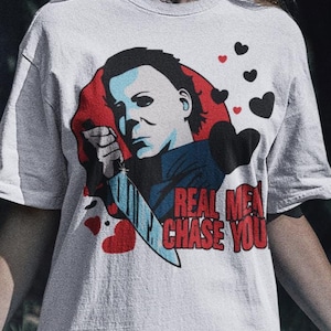 Echter Mann jagen Sie Shirt - Halloween Shirt Frauen Lustig, Halloween Frauen Shirt, Michael Myers Halloween Shirt, Michael Myers Shirt