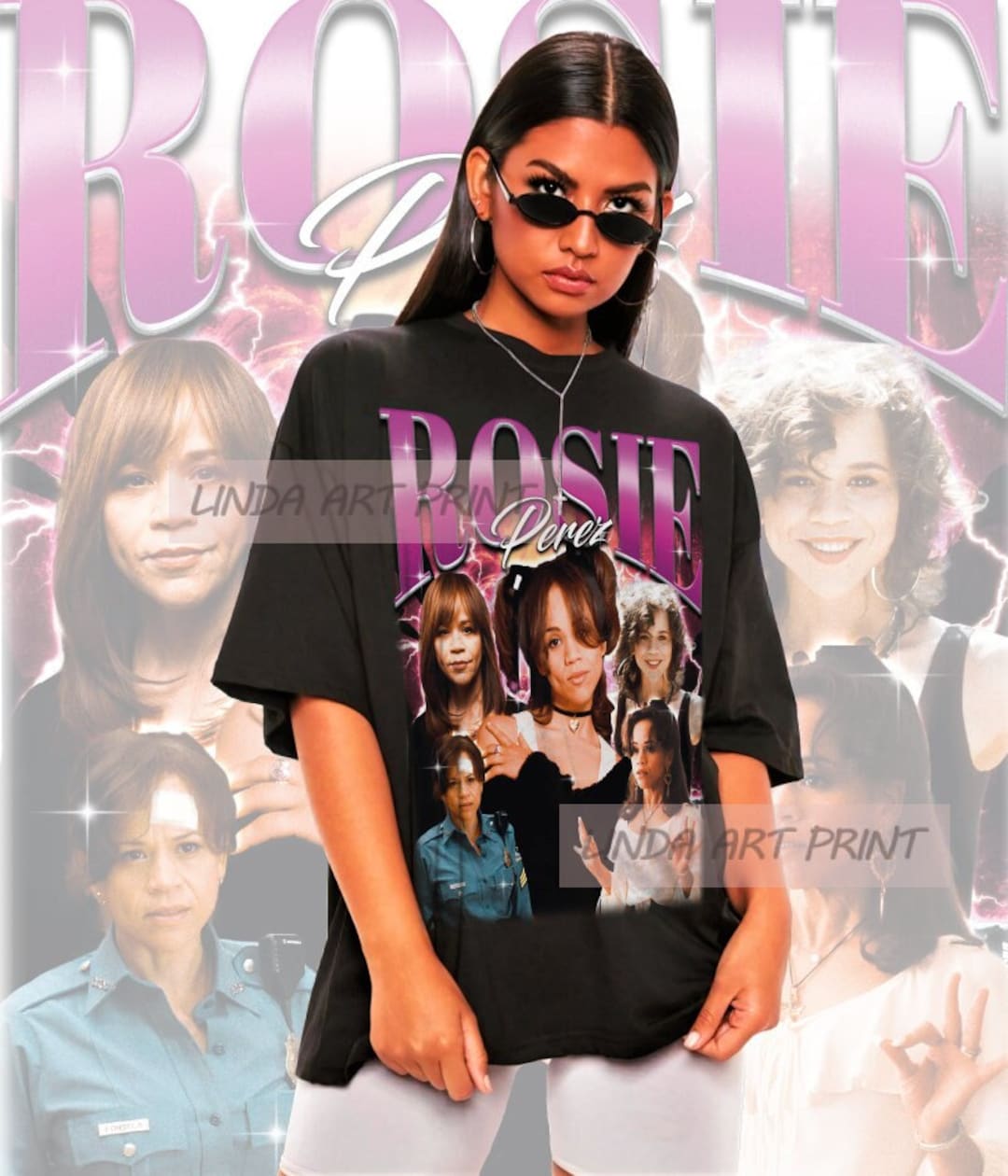 【U LAN】Rosie Selfpa Washing Over T-Shirt Retro Rosie Perez Shirt-rosie Perez Tshirt,rosie Perez T