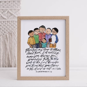 Queridos hermanos: inglés, póster imprimible A4